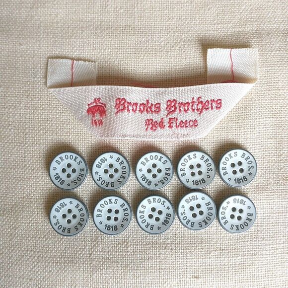 Brooks Brothers 1818 Replacement Buttons Metal Round 4 Holes White Spellout Logo - Picture 1 of 5
